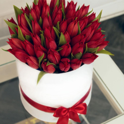 Коробка с тюльпанами 51 шт. (красный) 46171