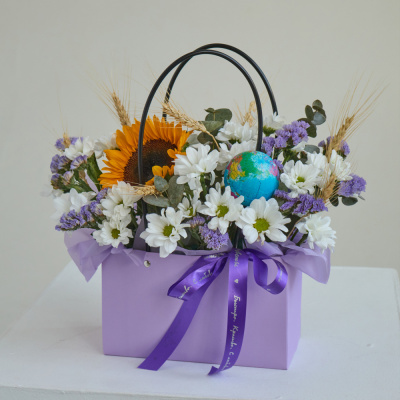 Сумка школьная с подсолнухом и статицей N 84607